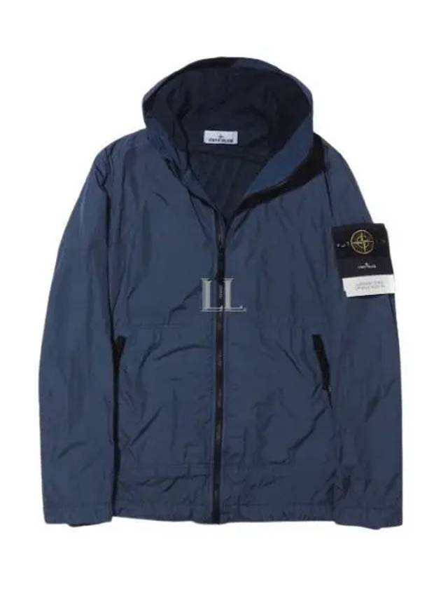 Men's Wappen Patch Nylon Hooded Jacket Blue - STONE ISLAND - BALAAN 2