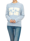 Graphic Wool Blend Knit Top Light Blue - GANNI - BALAAN 6