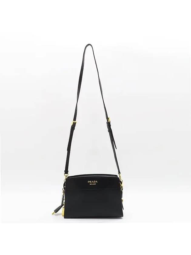 1BH043 SAFFIANO black gold logo mini square cross bag - PRADA - BALAAN 4