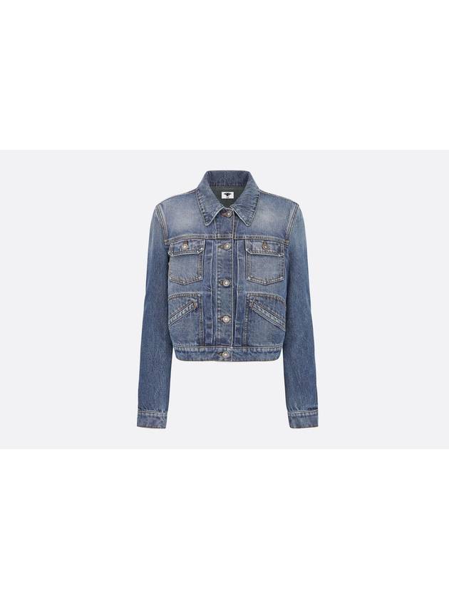 Cropped Stonewashed Cotton Denim Jacket Blue - DIOR - BALAAN 1