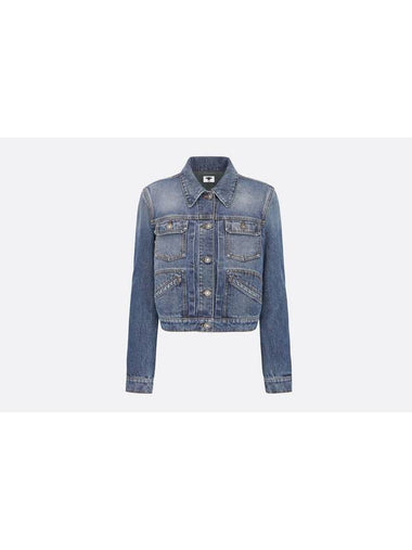 Cropped Stonewashed Cotton Denim Jacket Blue - DIOR - BALAAN 1