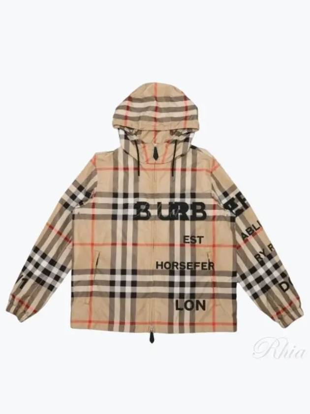 Men's Horseferry Print Check Hoodie Zip-up Beige - BURBERRY - BALAAN 2