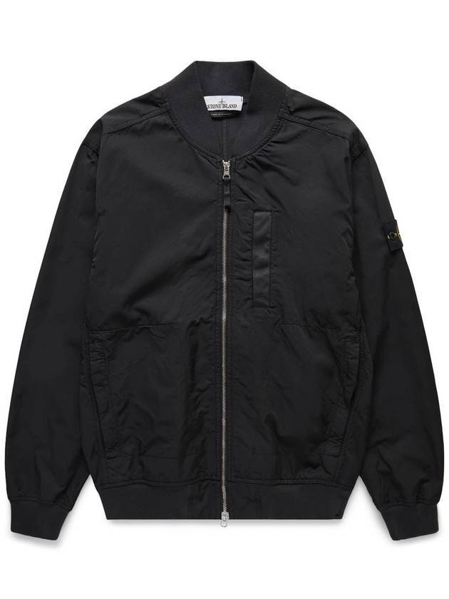 Men's Cupro Cotton Twill TC Bomber Jacket Black - STONE ISLAND - BALAAN 1