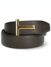 T Logo Reversible Leather Belt Chocolate - TOM FORD - BALAAN 2