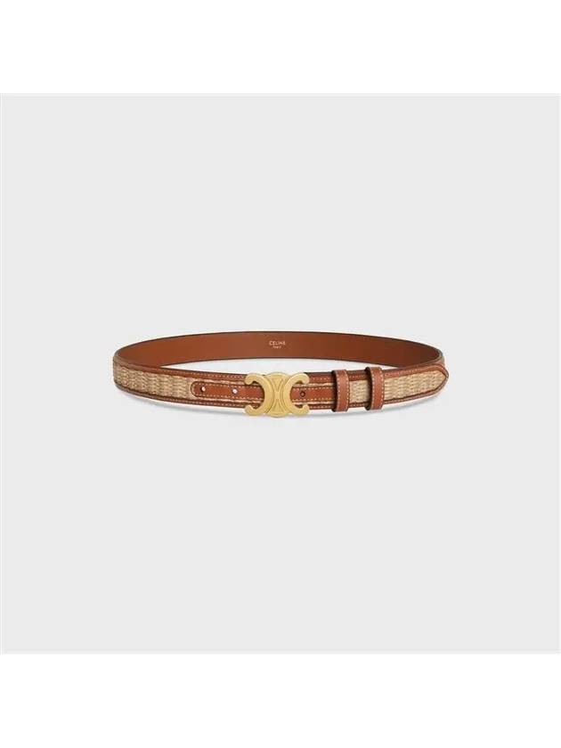 Raffia Effect Textile Calfskin Medium Triomphe Belt Tan - CELINE - BALAAN 4