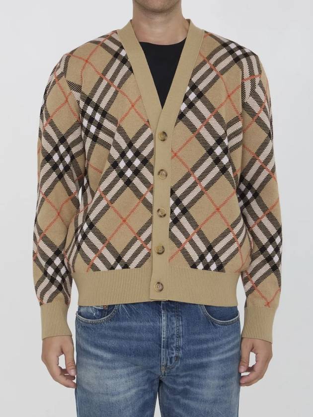 Check Wool Mohair Blend Cardigan Sand - BURBERRY - BALAAN 2