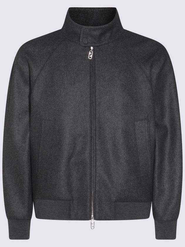 High Neck Cashmere Bomber Jacket Grey - FENDI - BALAAN 2