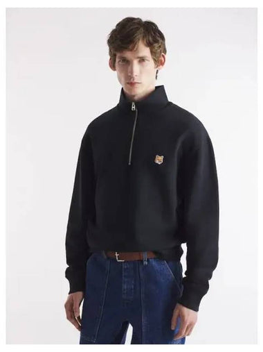 Men s Foxhead Patch Comfort Half Zip up Sweatshirt Black Domestic Product GM0024071864486 - MAISON KITSUNE - BALAAN 1