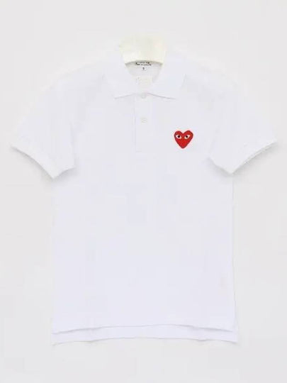 Heart Wappen Short Sleeve Polo Shirt White - COMME DES GARCONS - BALAAN 2