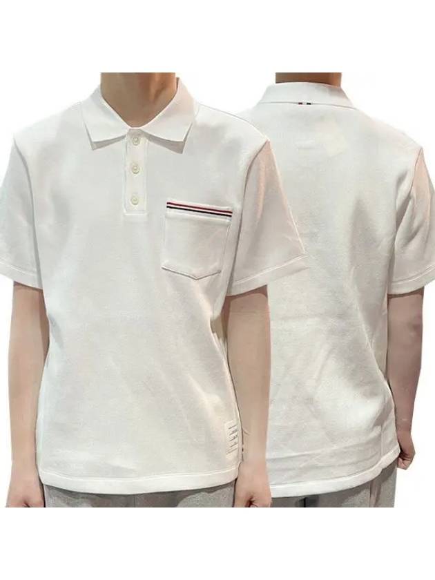 Interlock three stripe pocket polo short sleeve t shirt M 30682122 1095244 - THOM BROWNE - BALAAN 1