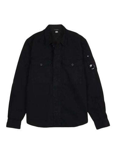 Military Twill Emerald Pocket Long Sleeve Shirt Black - CP COMPANY - BALAAN 1