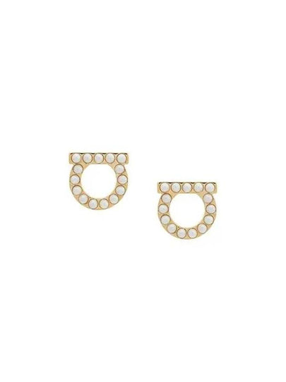 Gancini Pearl Earrings Gold - SALVATORE FERRAGAMO - BALAAN 2