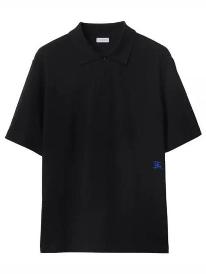 Equestrian Knight Cotton Polo Shirt Black - BURBERRY - BALAAN 2