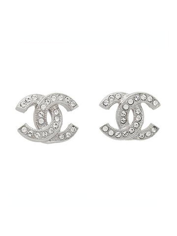 CC logo earrings silver - CHANEL - BALAAN.