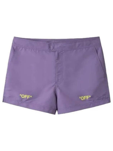 Printed Swim Shorts Pants Purple Swimsuit - OFF WHITE - BALAAN 1