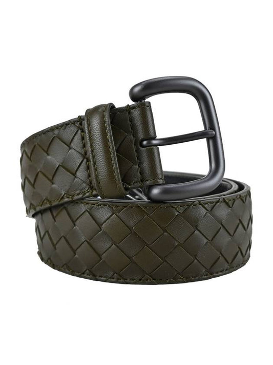 Intrecciato Leather Belt Khaki - BOTTEGA VENETA - BALAAN 1