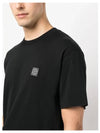 Pisato Effect Logo Patch Short Sleeve T-Shirt Black - STONE ISLAND - BALAAN 6