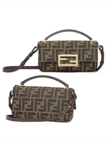 Baguette Phone Pouch Brown FF Fabric Pouch Shoulder Bag - FENDI - BALAAN 1