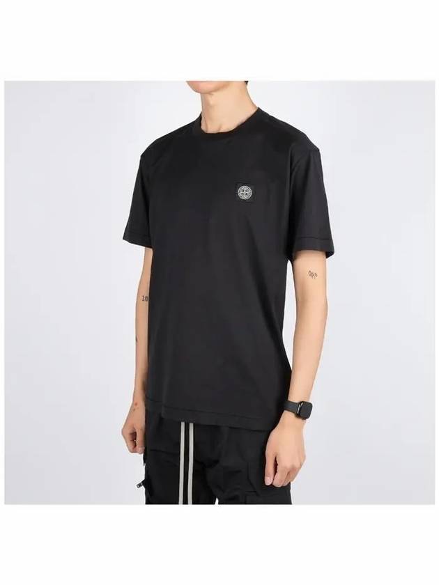 Logo Patch Short Sleeve T-Shirt Black - STONE ISLAND - BALAAN 3