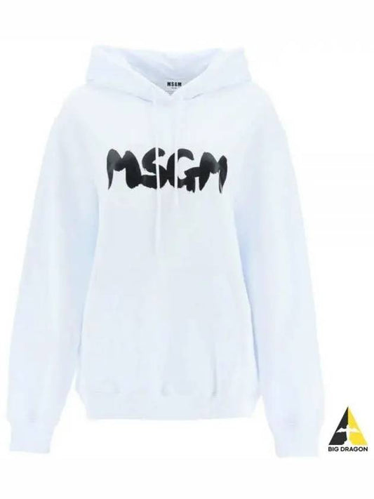 Brushed Logo Print Hoodie White - MSGM - BALAAN 2