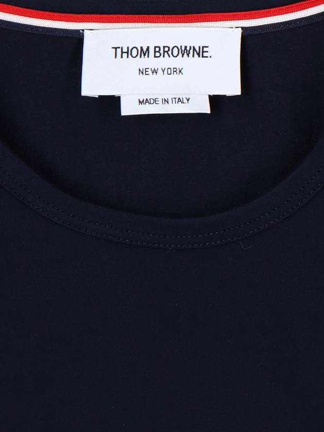 Men's Medium Weight Jersey Tipped Pocket Crewneck Short Short Sleeve T-Shirt Navy - THOM BROWNE - BALAAN 9