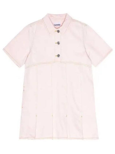 pink denim mini dress - GANNI - BALAAN 2