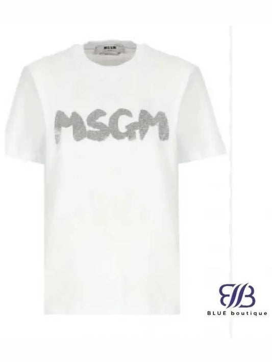 Glitter Cloud Logo Short Sleeve T-Shirt 3641MDM138 247002 01 - MSGM - BALAAN 2