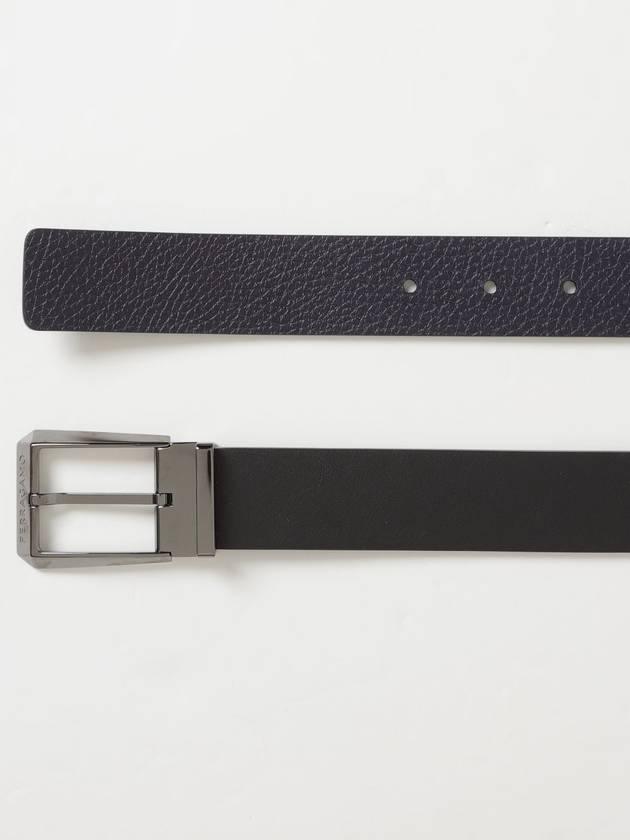 Logo Reversible Leather Belt Black Blue - SALVATORE FERRAGAMO - BALAAN 3