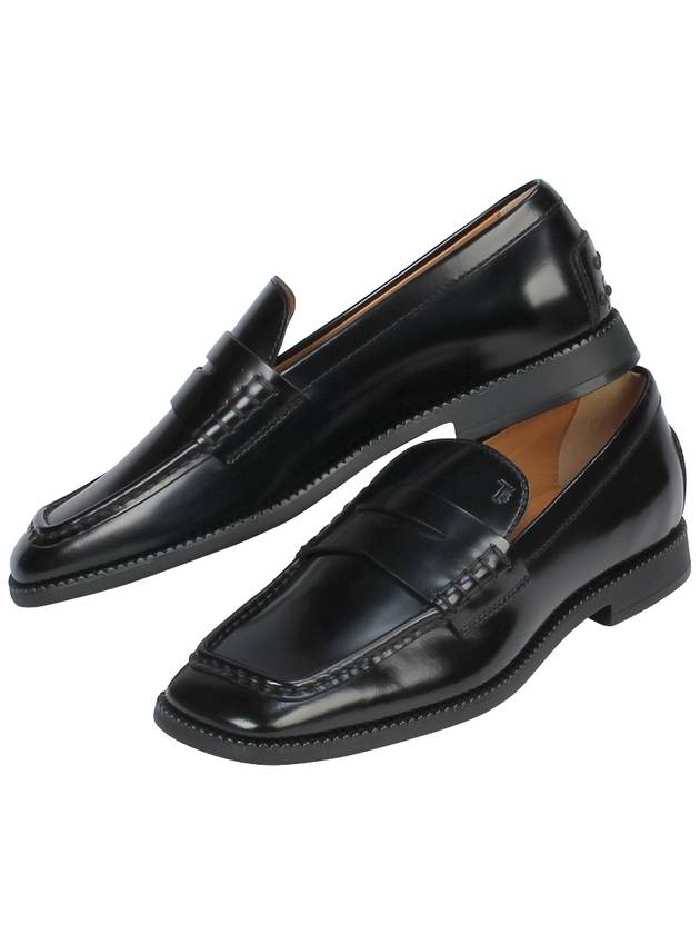 Pebble Tab Leather Penny Loafers Black - TOD'S - BALAAN 2