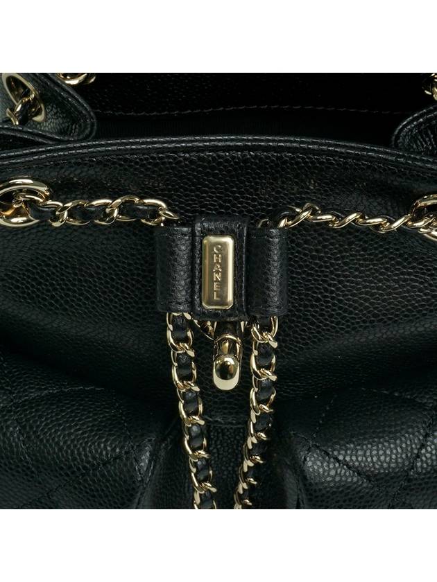 Duma Small Two Pocket Grained Shiny Calfskin Gold Metal Backpack Black - CHANEL - BALAAN 10