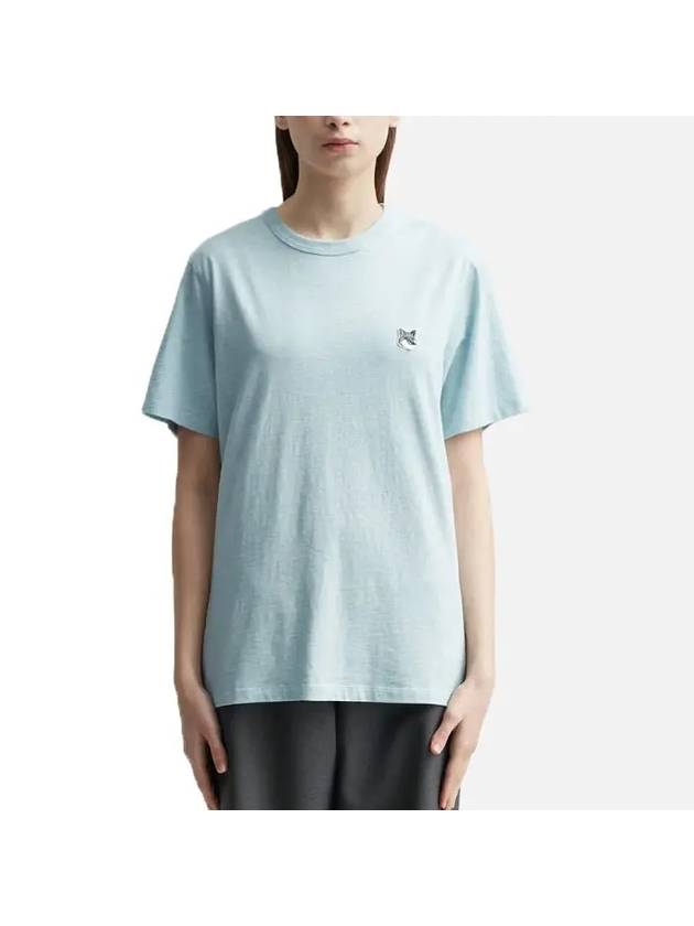 Grey Fox Head Patch Classic Short Sleeve T-Shirt Light Blue - MAISON KITSUNE - BALAAN 7