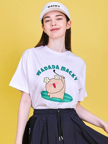 Wadada Bear Wadada Rounding Short Sleeve T-Shirt Women's Short Sleeve T-Shirt White MC24WDT1 - MACKY - BALAAN 1