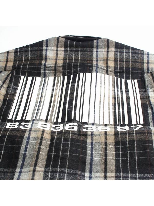 Barcode Print Check Long Sleeve Shirt Grey - VETEMENTS - BALAAN 5