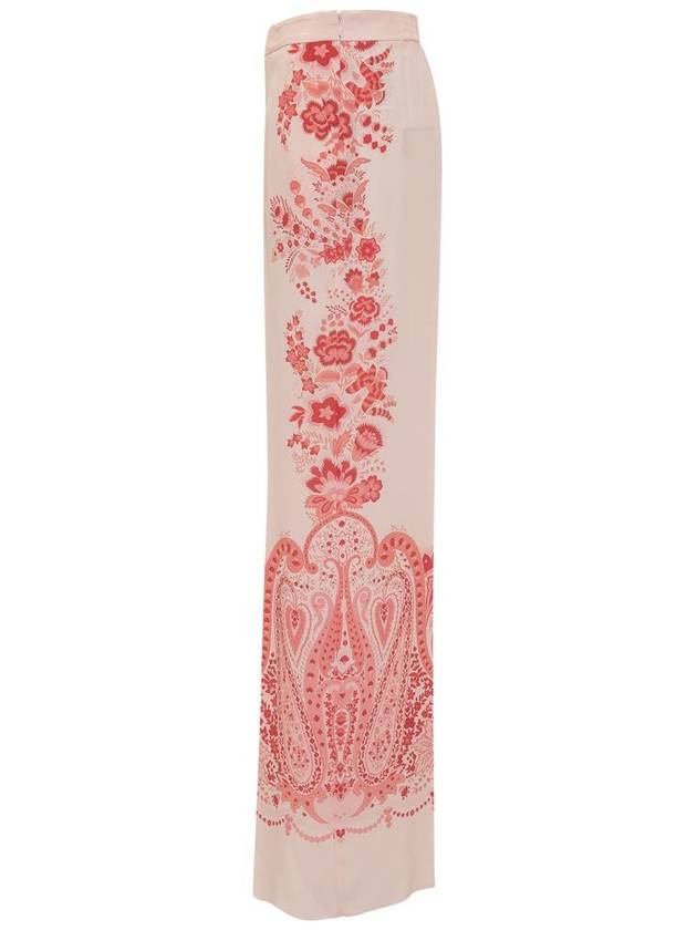 floral print silk straight pants pink - ETRO - BALAAN 4