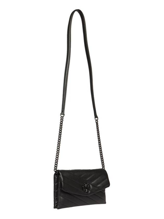 Women's Kira Chevron Powder Coated Chain Shoulder Bag Black - TORY BURCH - BALAAN 3