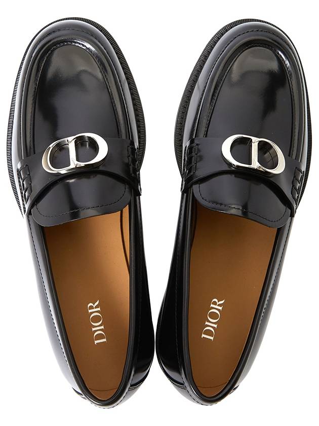 Granville CD Logo Leather Loafers Black Polished - DIOR - BALAAN 3