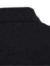 Paris Front Half Button Closure Logo Cotton Pique Polo Black - AMI - BALAAN 3