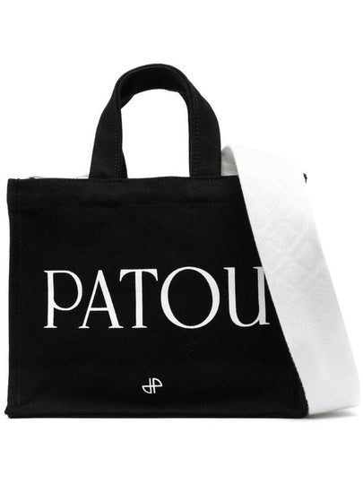 Logo Print Cotton Tote Bag Black - PATOU - BALAAN 2