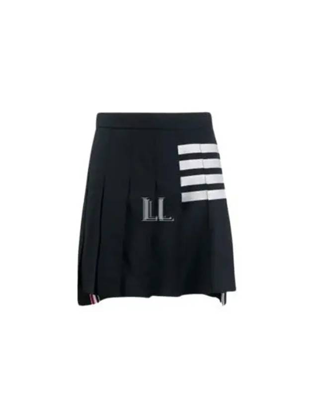 4 Bar Plain Weave Mini Pleated Skirt Navy - THOM BROWNE - BALAAN 2