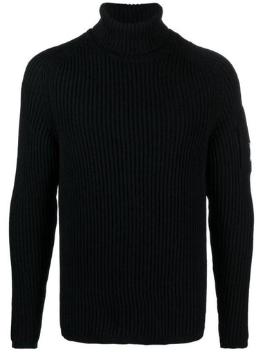 Lens Applique Ribbed Knit Turtleneck Black - CP COMPANY - BALAAN 1