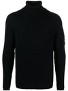 Lens Applique Ribbed Knit Turtleneck Black - CP COMPANY - BALAAN 1