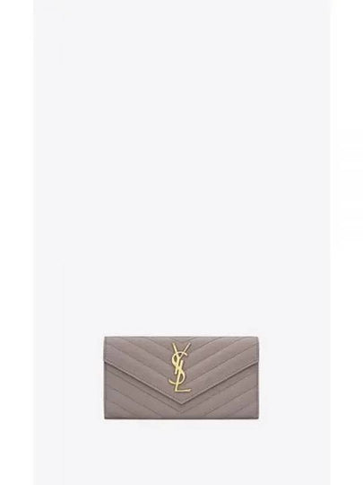 Matelasse Monogram Quilting Leather Flap Long Wallet Fog - SAINT LAURENT - BALAAN 2