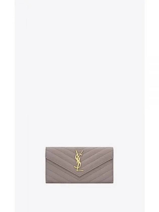 Matelasse Monogram Quilted Long Wallet Fog - SAINT LAURENT - BALAAN.