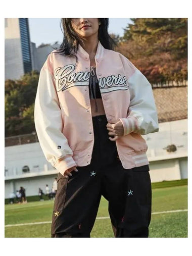 Vintage Varsity Jacket Soft Pink 10026912 A01 - CONVERSE - BALAAN 1