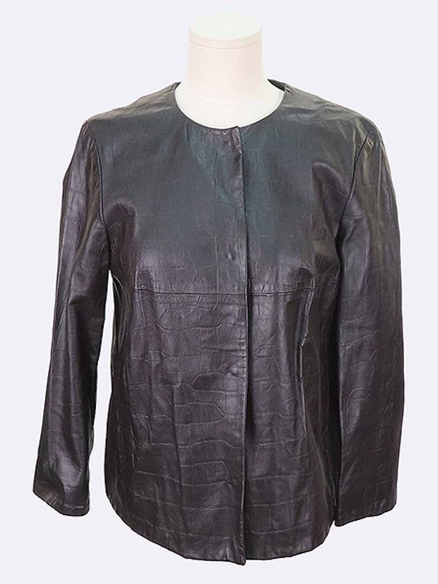 14060159 Brown Women s Round Leather Jacket Size 2 - MAX MARA - BALAAN 1