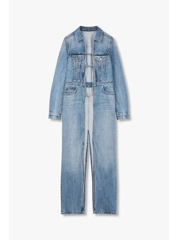 Front Ribbon Long Denim Jacket Blue - ALEXANDER WANG - BALAAN 1