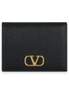 Compact V Logo Signature Calfskin Half Wallet Black - VALENTINO - BALAAN 2