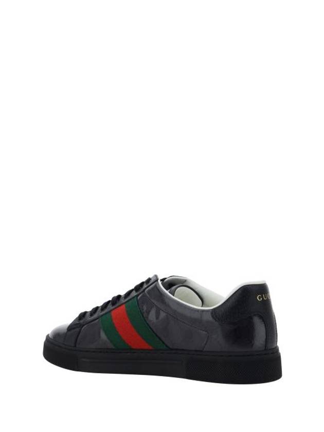 Men's Ace GG Crystal Canvas Low Top Sneakers Black - GUCCI - BALAAN 4