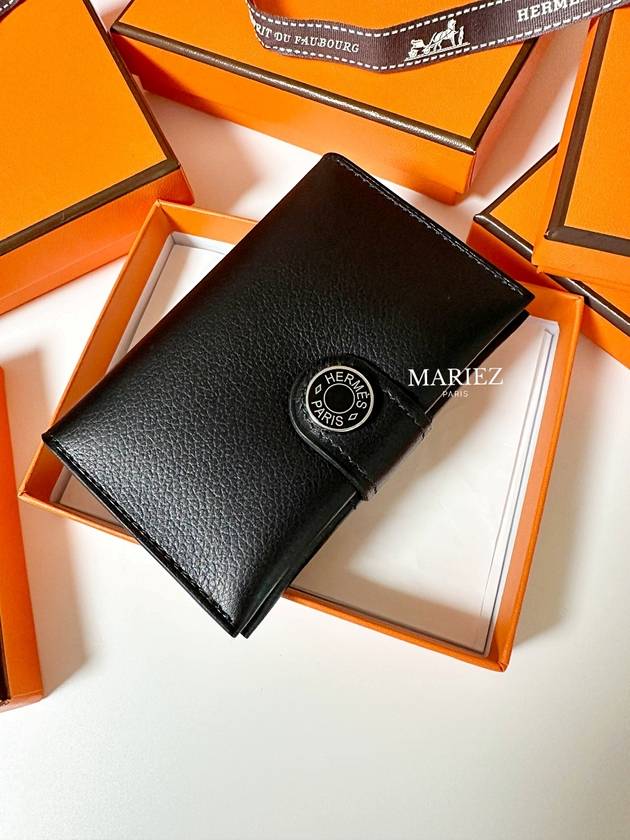 R M S Card Wallet Evergrain Palladium Hardware Noir - HERMES - BALAAN 7