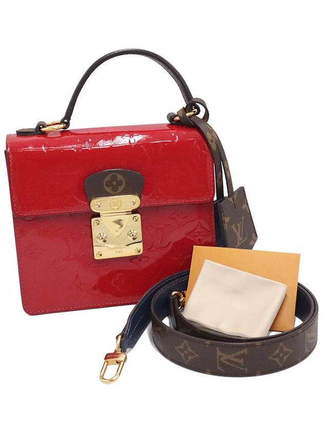 Women s Louis Vuitton M90505 Scarlet Red Vernis Leather Gold Plated Spring Street Top Handle 2WAY gt bag Gangbuk used luxury goods - LOUIS VUITTON - BALAAN 3